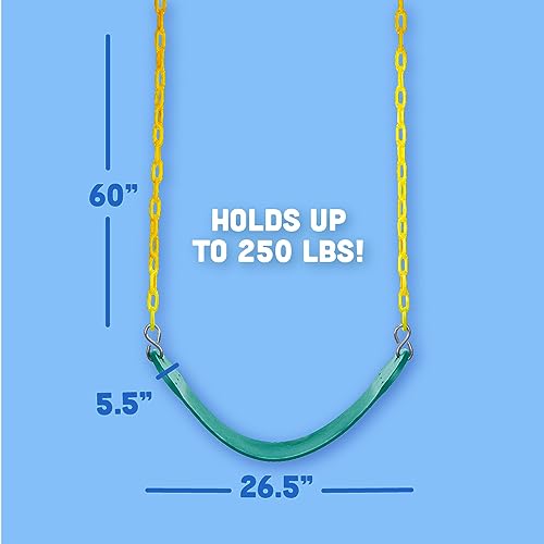 Squirrel Products Heavy Duty Swing Seat - Swing Set Accessories Swing Seat Replacement and Carabiners for Easy Install - Green