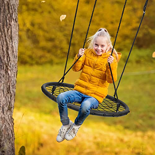 Sorbus Spinner Swing  Kids Round Web Swing  Great for Tree, Swing Set, Backyard, Playground, Playroom  Accessories Included [New Improved 2020 Design!] (40" Net Seat)