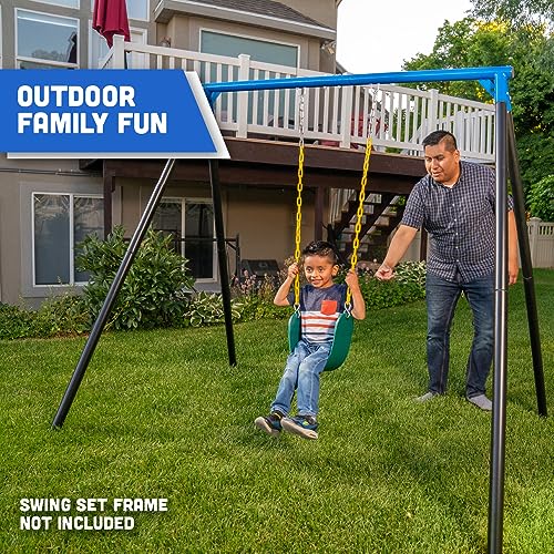 Squirrel Products Heavy Duty Swing Seat - Swing Set Accessories Swing Seat Replacement and Carabiners for Easy Install - Green