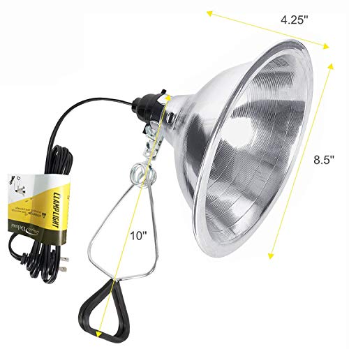 Simple Deluxe HIWKLTCLAMPLIGHTM Clamp Lamp Light with 8.5 Inch Aluminum Reflector up to 150 Watt E26 Socket (no Bulb Included) 6 Feet 18/2 SPT-2 Cord