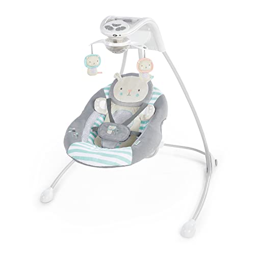 6-Speed Foldable Baby Swing with Light Up Mobile (Blue)