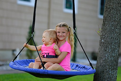 Saucer Tree Swing ,Giant 40 Inches with Carabiners and Flags, 700 lb Weight Capacity, Steel Frame, Waterproof, Easy to Install with Step by Step Instructions, Non-Stop Fun! (Blue)