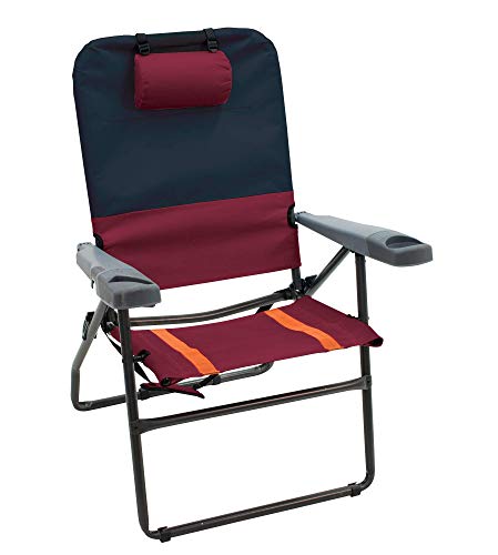 Rio Gear 17" Suspension 4-Position Folding Aluminum Chair - Charcoal/Oxblood