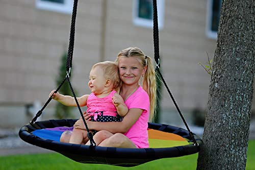 Royal Oak Saucer Tree Swing,Giant 40 Inches with Carabiners and Flags, 700 lb Weight Capacity, Steel Frame, Waterproof, Easy to Install with Step by Step Instructions, Non-Stop Fun! (Multicolored)