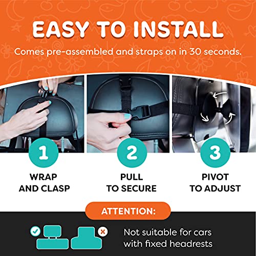 Shatterproof Baby Backseat Mirror for Car - View Infant in Rear Facing Car Seat - Newborn Safety with Secure Crash Tested Headrest Double-Strap - Essential Car Seat Accessories