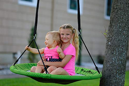 Saucer Tree Swing ,Giant 40 Inches with Carabiners and Flags, 700 lb Weight Capacity, Steel Frame, Waterproof, Easy to Install with Step by Step Instructions, Non-Stop Fun! (Green)