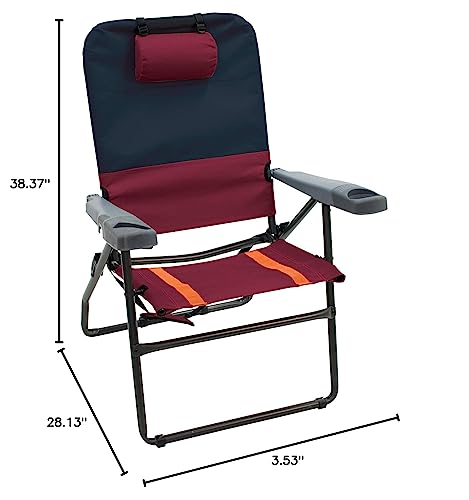 Rio Gear 17" Suspension 4-Position Folding Aluminum Chair - Charcoal/Oxblood