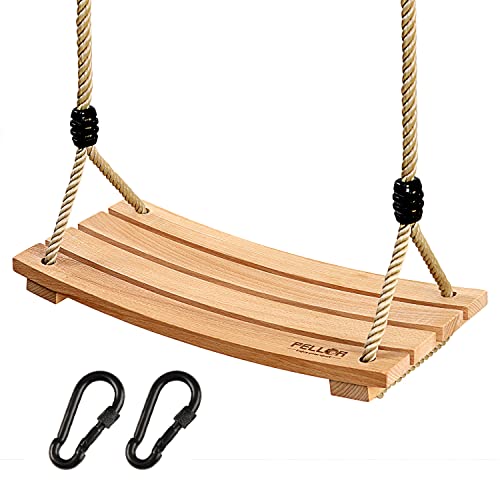 PELLOR Beech Wood Tree Swing Seat Hanging Swing Seat for Adult Kids Children Swing Chair Indoor and Outdoor Garden Play