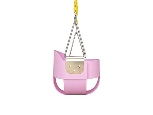 SAFARI SWINGS High Back Full Bucket Toddler Swing Seat, Coated Chain, Outdoor Baby, Children & Toddler Swing Set Accessories for The Playground (Pink) Baby's First Safe & Secure Swing. Made in USA.