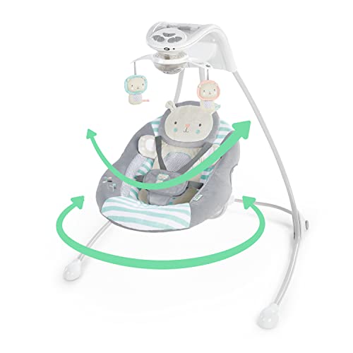 6-Speed Foldable Baby Swing with Light Up Mobile (Blue)