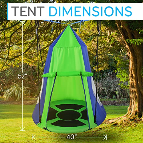 SereneLife Kids Hanging Chair Tent Swing - Hammock Nest Pod Hanging Swing Chairs Bedrooms/Outdoor Tree/Swing Set - Outdoor Indoor Bedroom Sensory Swing w/Detachable Hangout Play Tent SLSWNG350