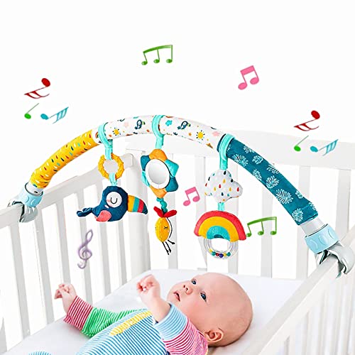 Pau1Hami1ton Baby Stroller Arch Toys,Car Seat Toys,Bouncer Toy Bar/Mobile for Bassinet,Adjustable Baby Hanging Toys Fit for Crib Bed,Stroller,Car Seat,Feeding Chair.S-19 (Bee)