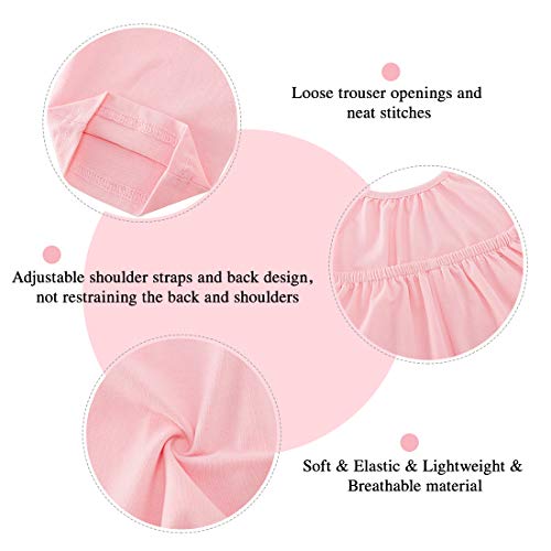 RAISEVERN Pink Rompers for Baby Girls Toddler Jumpsuits for Kid Overalls Sleeveless Dinosaur Halter Girls Jumpers with Pocket Travel Party Cute Pants, 3-4T