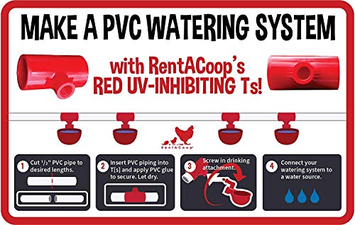 Pack of 6 - RentACoop Automatic Chicken Water Nipple Cup Waterer Kit for Poultry