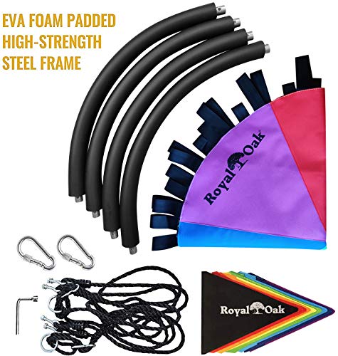 Royal Oak Saucer Tree Swing,Giant 40 Inches with Carabiners and Flags, 700 lb Weight Capacity, Steel Frame, Waterproof, Easy to Install with Step by Step Instructions, Non-Stop Fun! (Multicolored)