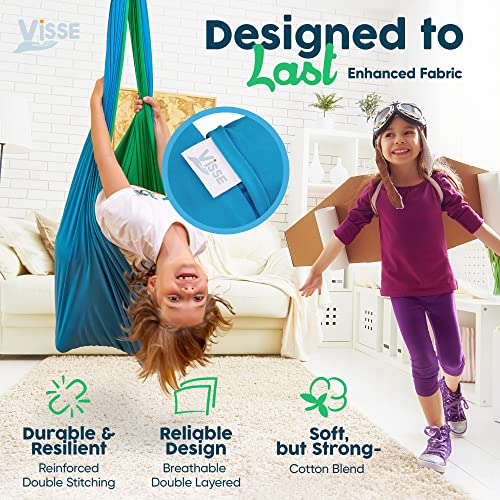 Sensory Swing Indoor Outdoor + 360° Swivel Hanger - Solid Indoor Swing for Kids & Adults - Helps with Sensory Processing Disorder, Autism, ADHD - Convertible Therapy Swing Great for Calming & Playing