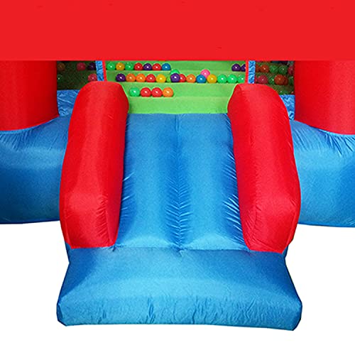 PicassoTiles KC106 8x7 Foot Junior Inflatable Bouncer, Jumping Bouncing House, Jump Slide Playhouse w/ 50 Pit Balls, 3 Sides Mesh Protection, and Heavy-Duty GFCI ETL Certified 385W Blower