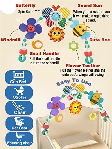 Pau1Hami1ton Baby Stroller Arch Toys,Car Seat Toys,Bouncer Toy Bar/Mobile for Bassinet,Adjustable Baby Hanging Toys Fit for Crib Bed,Stroller,Car Seat, Feeding Chair.S-19 (Butterfly)