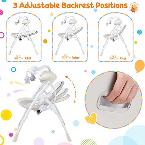 Portable Baby Swing with Adjustable Backrest and Melodies