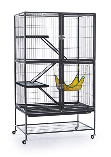 Prevue Hendryx Feisty Ferret Home with Stand, Black Hammertone