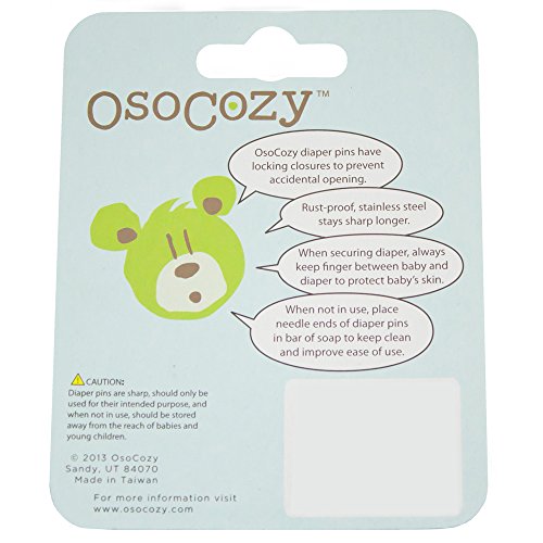 OsoCozy Diaper Pins - {White} - Sturdy, Stainless Steel Diaper Pins with Safe Locking Closures - Use for Special Events, Crafts or Colorful Laundry Pins