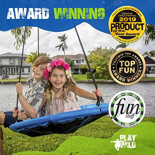 Saucer Tree Swing - 40" Round Outdoor Swing Set - NEW Improved 2020 - Attaches to Trees or Existing Swing Sets - Create Your Own Backyard Playground - Adjustable Hanging Ropes - Kids, Adults and Teens