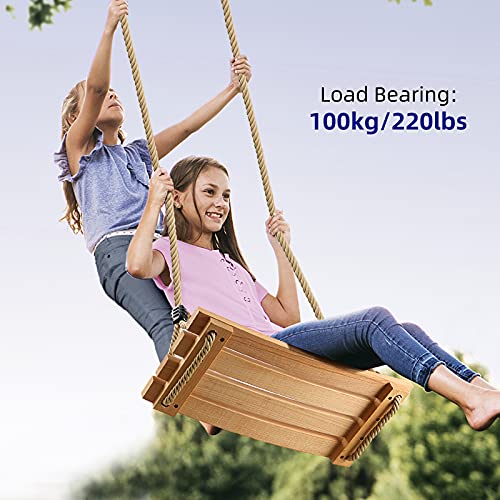 PELLOR Beech Wood Tree Swing Seat Hanging Swing Seat for Adult Kids Children Swing Chair Indoor and Outdoor Garden Play