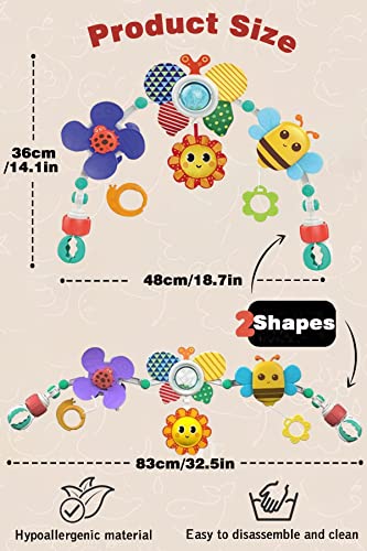 Pau1Hami1ton Baby Stroller Arch Toys,Car Seat Toys,Bouncer Toy Bar/Mobile for Bassinet,Adjustable Baby Hanging Toys Fit for Crib Bed,Stroller,Car Seat, Feeding Chair.S-19 (Butterfly)