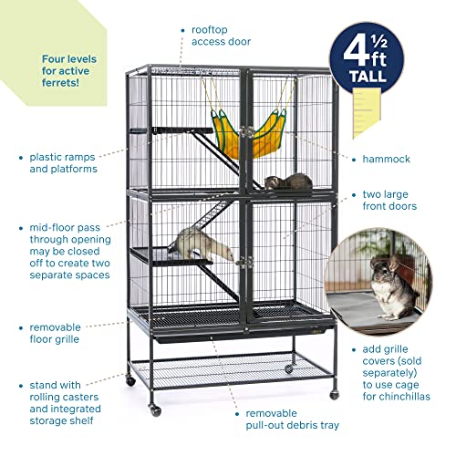 Prevue Hendryx Feisty Ferret Home with Stand, Black Hammertone