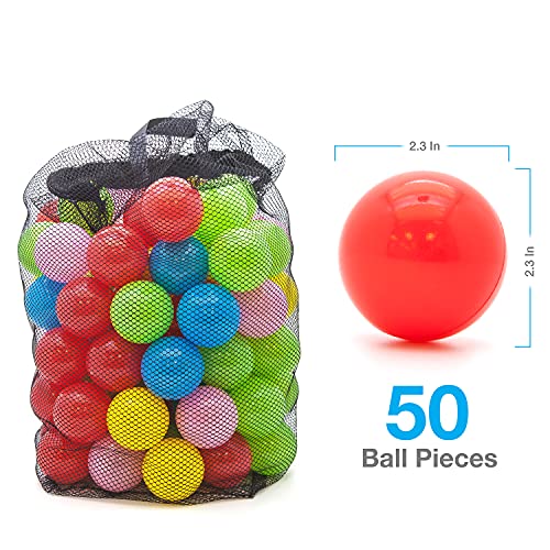 PicassoTiles KC106 8x7 Foot Junior Inflatable Bouncer, Jumping Bouncing House, Jump Slide Playhouse w/ 50 Pit Balls, 3 Sides Mesh Protection, and Heavy-Duty GFCI ETL Certified 385W Blower