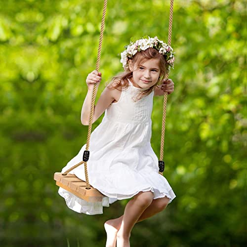 PELLOR Beech Wood Tree Swing Seat Hanging Swing Seat for Adult Kids Children Swing Chair Indoor and Outdoor Garden Play