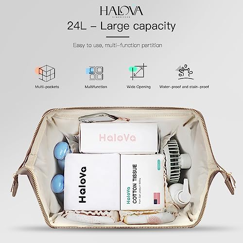 HaloVa Diaper Bag Multi-Function Waterproof Travel Backpack Nappy Bags for Baby Care, Large Capacity, Stylish and Durable, Gray