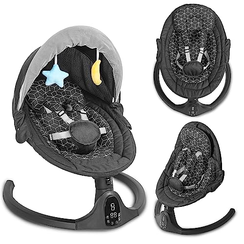 NAPEI Baby Swing for Infants to Toddler, Remote Control & 5 Speed & Bluetooth Infant Swing with Music Speaker, Baby Bouncer with 3 Seat Positions, Baby Swing for Newbornï¼Blackï¼