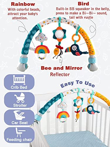 Pau1Hami1ton Baby Stroller Arch Toys,Car Seat Toys,Bouncer Toy Bar/Mobile for Bassinet,Adjustable Baby Hanging Toys Fit for Crib Bed,Stroller,Car Seat,Feeding Chair.S-19 (Bee)