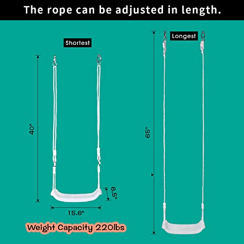 OMNISAFE Kids LED Tree Swing, Plastic Swing Seat with Adjustable Rope, Playground Swing Set Accessories for Indoor Outdoor, Included 24 Bright LED Lights and 4 Strobe Modes (1 Pack)