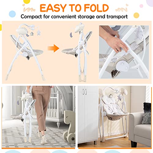 Portable Baby Swing with Adjustable Backrest and Melodies