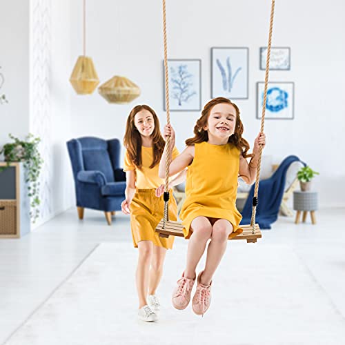 PELLOR Beech Wood Tree Swing Seat Hanging Swing Seat for Adult Kids Children Swing Chair Indoor and Outdoor Garden Play