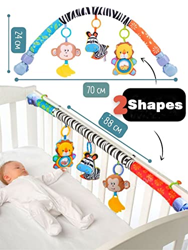 Pau1Hami1ton Baby Stroller Arch Toys,Car Seat Toys,Bouncer Toy Bar/Mobile for Bassinet,Adjustable Baby Hanging Toys Fit for Crib Bed,Stroller,Car Seat, Feeding Chair.S-19 (Zebra)