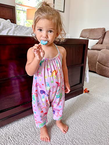 RAISEVERN Toddler Halter Romper Jumpsuit Infant Girl Harem Slouch Dinosaur Jumpsuits Kid Jumpers Summer Outfits Sleeveless Beach Party With Pocket Size 2T 3T