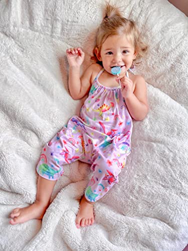 RAISEVERN Toddler Halter Romper Jumpsuit Infant Girl Harem Slouch Dinosaur Jumpsuits Kid Jumpers Summer Outfits Sleeveless Beach Party With Pocket Size 2T 3T