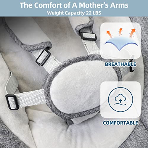 NAPEI Baby Swing for Infants to Toddler, Remote Control & 5 Speed & Bluetooth Infant Swing with Music Speaker, Baby Bouncer with 3 Seat Positions, Baby Swing for Newbornï¼Grayï¼