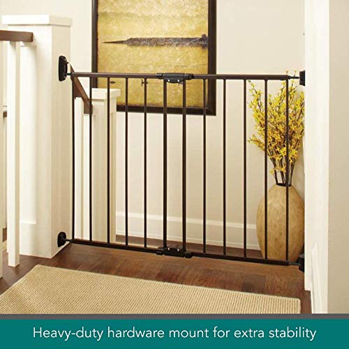 North States Mypet 47.8" Windsor Walk Thru Petgate: Heavy Duty Metal Construction. Hardware Mount. Fits 28.68"-47.85" Wide (31" Tall, Matte Bronze)