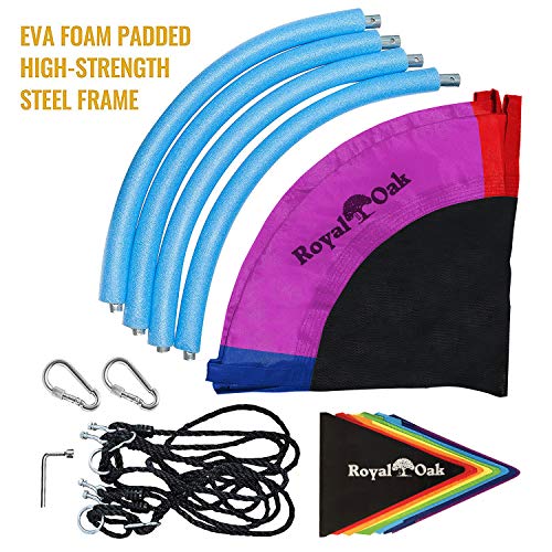 Saucer Tree Swing ,Giant 40 Inches with Carabiners and Flags, 700 lb Weight Capacity, Steel Frame, Waterproof, Easy to Install with Step by Step Instructions, Non-Stop Fun! (Rainbow)