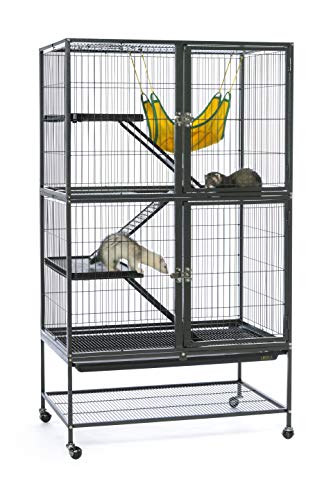 Prevue Hendryx Feisty Ferret Home with Stand, Black Hammertone