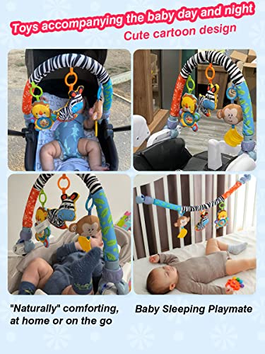 Pau1Hami1ton Baby Stroller Arch Toys,Car Seat Toys,Bouncer Toy Bar/Mobile for Bassinet,Adjustable Baby Hanging Toys Fit for Crib Bed,Stroller,Car Seat, Feeding Chair.S-19 (Zebra)
