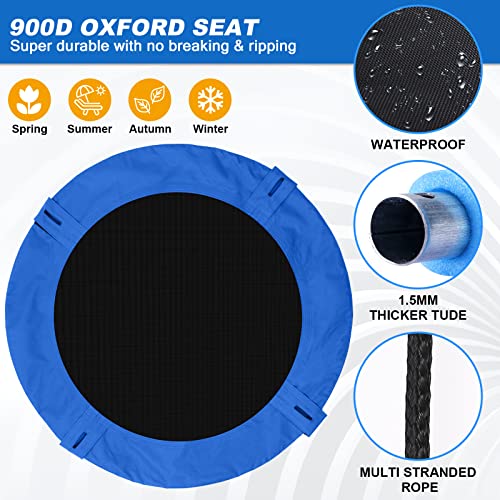 Odoland 40 inch Kid Round Color Tree Swing, Chidren Platform Rope Swing, Outdoor Flying Saucer SwingSeat with Adjustable Hanging Ropes for Indoor, Backyard, Playground and Amusement Park