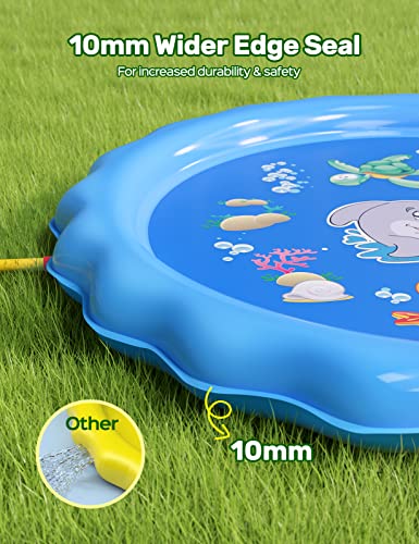 QPAU Splash Pad, 68" Sprinkler for Kids Dogs, Kiddie Baby Shallow Pool,Outside Toys Water Toys for Kids, Outdoor Toys for Toddlers Age 3-5 (Blue)