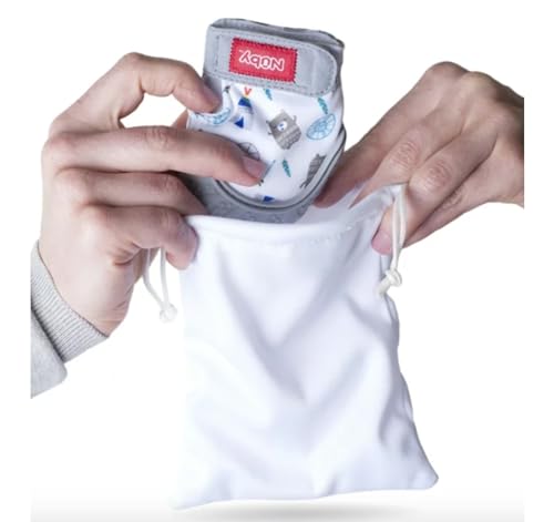 Nuby Soothing Teething Mitten with Hygienic Travel Bag, Grey, 1 Count