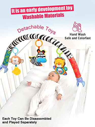Pau1Hami1ton Baby Stroller Arch Toys,Car Seat Toys,Bouncer Toy Bar/Mobile for Bassinet,Adjustable Baby Hanging Toys Fit for Crib Bed,Stroller,Car Seat, Feeding Chair.S-19 (Zebra)