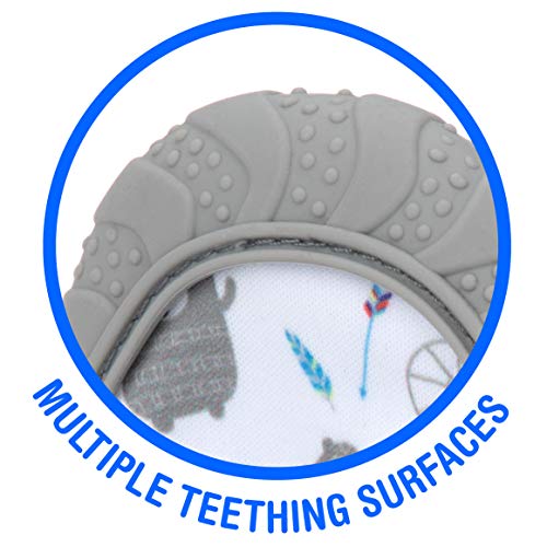 Nuby Soothing Teething Mitten with Hygienic Travel Bag, Grey, 1 Count